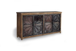 GINER Y COLOMER Buffet de 4 portes en bois de manguier et métal noir